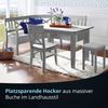 KHG 6er Set Sitzhocker Holzhocker Grau lackiert, Webstoff gepolstert Flur Garderobenhocker Küchenhocker 36 x 36 x 47 cm - Buche Holz Massiv bis 110 kg belastbar - Schminkhocker Landhausstil Bild 4