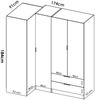 Dmora Großer Kleiderschrank Efesto, Eckschrank für Schlafzimmer, Eckschrank, 174x91h184 cm, Eiche Bild 3