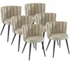 Vente-unique - PRANILA Stuhl SamtStoff Beige - B 55 cm x H 78,5 cm x L 59 cm Bild 2