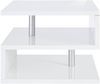 Dmora Couchtisch Chanthu, Wohnzimmer-Couchtisch, niedriges Aufbewahrungselement, Couchtisch, 55x55x41 cm, glänzendes Weiß Bild 5