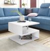 Dmora Couchtisch Chanthu, Wohnzimmer-Couchtisch, niedriges Aufbewahrungselement, Couchtisch, 55x55x41 cm, glänzendes Weiß Bild 2