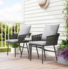 Bistro-Set H 49 x 40 x 40 cm aus Stahl und Kunst-Rattan in Grau mit 2 Stühlen Bild 4