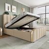Polsterbett 90x200 cm mit Matratze, Bettkasten, USB/Typ-C, Leinen in Beige Bild 3