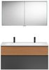 Burgbad FIUMO Waschtisch Set mit Spiegelschrank 122 cm breit, Braun/Anthrazit, Doppelwaschbecken Gussmarmor Weiß Bild 1