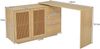 Flieks Drehschreibtisch, L-förmiger Eckschreibtisch mit 360° Schwenkfunktion, 2 Rattantüren, 3 Schubladen, 126x120x75cm, Naturholzfarbe Bild 4