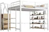 Hochbett mit Rausfallschutz, Treppe, Kleiderschrank und Regal, 140x200 cm, Metallbett Bild 5