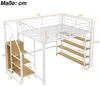 Hochbett mit Rausfallschutz, Treppe, Kleiderschrank und Regal, 140x200 cm, Metallbett Bild 4