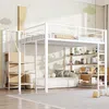 Hochbett mit Rausfallschutz, Treppe, Kleiderschrank und Regal, 140x200 cm, Metallbett Bild 3