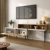 TV-Schrank 120+120 x 30 x 63,5 cm, modular & verstellbar, mit 3 Klapptüren und Kabeldurchführung Bild 3