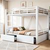 Metall Etagenbett mit Schubladen, Platzsparendes Kinderbett Aufbewahrungsbett (140x200 cm) mit Leiter und Sicherheitsgeländer, Weiß Bild 2