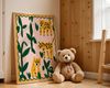 Poster Kinderzimmer Leoparden · Tierposter mit Dschungelpflanzen · Bunte Safari Wanddeko für Kinderzimmer · Dekoprint ohne Rahmen - 40x60cm Bild 4