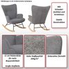 Schaukelstuhl HWC-N14, Schwingstuhl Relaxsessel Fernsehsessel, Massiv-Holz Metall Stoff/Textil 320g/m² ~ grau-grün Bild 2