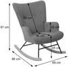 Schaukelstuhl HWC-N14, Schwingstuhl Relaxsessel Fernsehsessel, Massiv-Holz Metall Stoff/Textil 320g/m² ~ grau-grün Bild 3