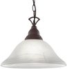 Landhaus LED Pendelleuchte in Rostoptik mit Glasschirm Weiß, Ø 33,5cm Bild 2
