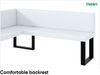 MEBLINI Eckbank für Esszimmer mit ausziehbarem Tisch - Küchenbank - Essecke - Sitzecke Küche - TONI - U-Beine 128x168x87cm Links - Weiß Kunstleder/M Weiß Hochgl. Bild 5