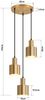 ZMH Pendelleuchte Esstisch Hängelampe Vintage -Pendellampe Esszimmer 3 Flammig Esszimmerlampe Gold Rund Design Esstischlampe E27 Hängeleuchte für Schlafzimmer Wohnzimmer - Ohne Leuchtmittel Bild 3