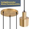 ZMH Pendelleuchte Esstisch Hängelampe Vintage -Pendellampe Esszimmer 3 Flammig Esszimmerlampe Gold Rund Design Esstischlampe E27 Hängeleuchte für Schlafzimmer Wohnzimmer - Ohne Leuchtmittel Bild 5