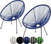 sunnypillow 2er Set Acapulco Gartenstühle | gemütlicher Loungesessel für Wohnzimmer, Terrasse, Garten, Balkon Sessel Stuhl | Korbsessel Gartensessel im Retro Design | Outdoor/Indoor | Blau Bild 2