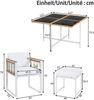 7-teiliges Gartenessset für 6 Personen, quadratischer Tisch mit gehärtetem Glasplatte, 4 Sessel + 2 Fußhocker, Polyestergeflecht & WPC Armlehnen, wetterfest Natur-Weiß für Terrasse Garten Bild 5