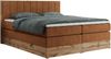 Boxspringbett BELLISSIMO KING, Doppelbett mit Multipocket-Matratze, Polsterbett mit Kopfstütze - 200 x 200 cm - Orange Stoff - H3 Bild 4