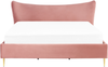 Bett mit Lattenrost CHALEIX 180 x 200 cm Samtstoff Pfirsichrosa Bild 5