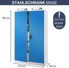 Aktenschrank abschließbar JAN - 5 Ebenen verstellbar, Flügeltüren | Metallschrank Werkstatt Mehrzweckschrank Büroschrank aus Stahl Werkzeugschrank, 185x115x40cm Grau-Blau Bild 2
