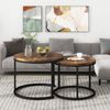 Merax Couchtisch aus Holz im Industrial Minimalistisch Design (2-St), Set rund Satztisch Wohnzimmertisch 1,5 cm Platte, Braun Bild 3