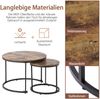 Merax Couchtisch aus Holz im Industrial Minimalistisch Design (2-St), Set rund Satztisch Wohnzimmertisch 1,5 cm Platte, Braun Bild 5