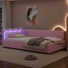 Merax Tagesbett, Schlafsofa, LED-Umgebungslicht mit Fernbedienung, Bett mit Lattenrost (ohne Matratze), Vliesimitat, Rosa, 90x200cm Bild 3