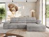 Mks Möbel 'RILASSO' Ecksofa, mit Relax-funktion, Elektrisch verstellbarer Sitz, L-förmige Ecke mit Armlehnen, Wellenfeder, Hellgrau, Cordstoff, rechts Bild 3