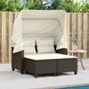 vidaXL Gartensofa 2-Sitzer mit Dach und Hockern Braun Poly Rattan 365782 Bild 3
