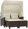 vidaXL Gartensofa 2-Sitzer mit Dach und Hockern Braun Poly Rattan 365782 Bild 2