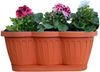 8er Set 40cm Blumenkasten Balkonkasten Pflanzkasten Terracotta im Wellendesign inkl. passenden Bewässerungsuntersetzer Bild 2