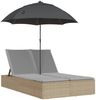 vidaXL Doppel-Sonnenliege mit Kissen & Sonnenschirm Beige Poly Rattan 368084 Bild 2