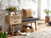 Sitzbank Retro 120x65x40cm Massivholz Stoff Schwarz mit Stauraum Bild 5