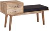 Sitzbank Retro 120x65x40cm Massivholz Stoff Schwarz mit Stauraum Bild 2