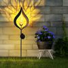 3x LED Solar Stecklampen, schwarz, gold, Feuereffekt, H 93 cm Bild 3