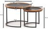 Couchtisch 2er Set Mango Massivholz / Steinoptik Wohnzimmertisch Rund, Satztisch mit Metallgestell, Kaffeetisch Modern, Sofatisch Verschachtelungstisch 2-teilig Braun / Anthrazit Bild 4
