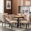 Merax 6er Set Stuhl Beige Samt Esszimmerstuhl, mit Knopfsteppung, Gestell aus Massivholz, Beige(Set, 6 St) Bild 3