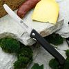 Klappbares Frühstücksmesser, mit Etui, Wellenschliff, Schwarz Bild 3