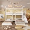 Etagenbett 272 x 206 x 221 cm mit Rutsche und Dachdesign – Kinderbett 90x200 cm in Weiß Bild 4