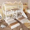 Etagenbett 272 x 206 x 221 cm mit Rutsche und Dachdesign – Kinderbett 90x200 cm in Weiß Bild 2
