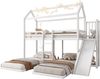 Etagenbett 272 x 206 x 221 cm mit Rutsche und Dachdesign – Kinderbett 90x200 cm in Weiß Bild 5