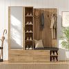 Flieks Garderoben-Set Schuhschrank, Kleiderschrank mit ausziehbarer Kleiderstange & Spiegel, (B160xT38xH180 cm, Flurschrank mit verstellbaren Einlegeböden), Kompaktgarderobe Einganschrank Flurmöbel-Set Holzoptik Bild 5