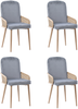 Esszimmerstuhl 4er-Set Samt mit Rattan-Design, Metallbeine, Grau,H 90 x T 32 x B 90 cm Bild 4