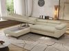 MKS Möbel 'Pablo L-Form' Ecksofa mit Schlaffunktion, verstellbare Kopfstützen, Creme, Struktur, Visco Topper, Links Bild 3