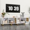 TV-Lowboard Weiß Natur 175 cm, moderner Aufbewahrungsschrank mit 4 Türen, Stauraum, Kommode, Sideboard, Wohnzimmermöbel Bild 5
