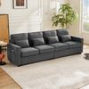 Modernes 4–5-Sitzer Sofa aus Leinen mit hoher Rückenlehne, Aufbewahrungstaschen & Lendenkissen,Komfort,Dunkelgrau Bild 5
