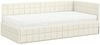 vidaXL Eckbettgestell mit Matratze mit Kopfteil 2 pcs Creme Samt 3393935 Bild 3