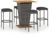 vidaXL 5-tlg. Gartenbar-Set mit Kissen Poly Rattan Grau 3064853 Bild 2